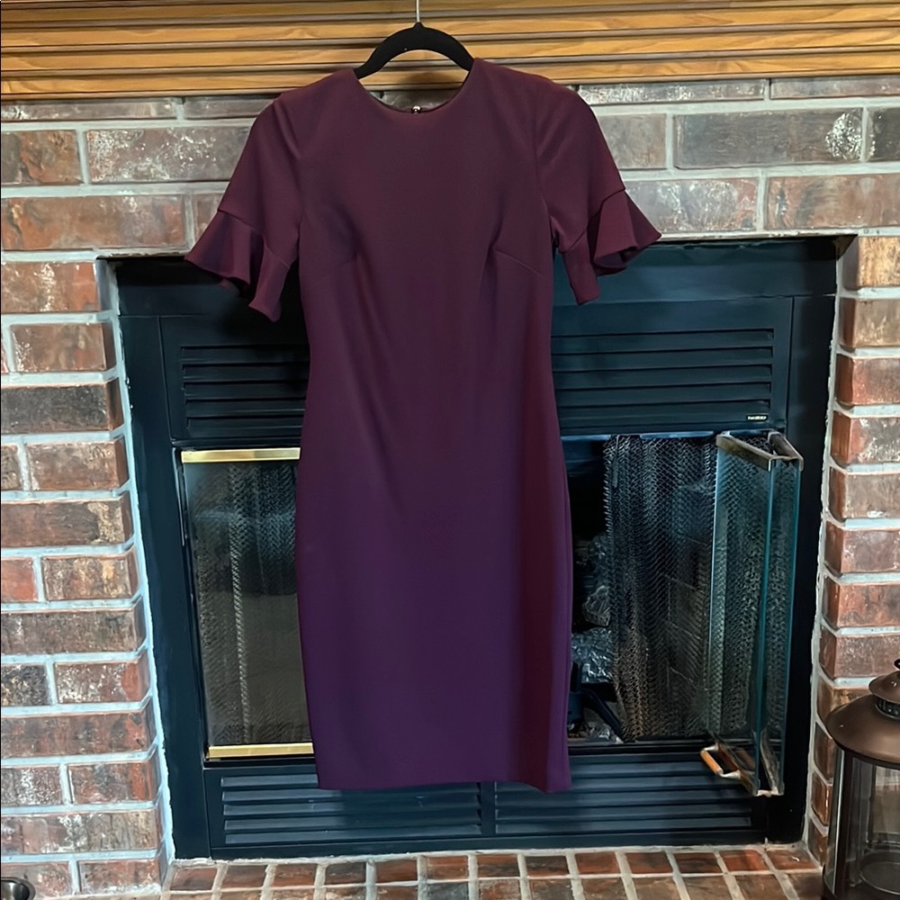Calvin Klein Purple Ruffle Sleeve Dress